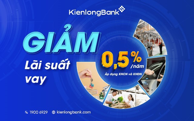 KienlongBank lần thứ 4 liên tiếp trong Quý II giảm lãi suất cho vay  lên đến 0,5%/năm. Ảnh: KLB