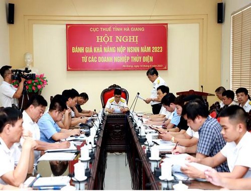 Cục Thuế Hà Giang tổ chức Hội nghị đánh giá khả năng nộp ngân sách nhà nước năm 2023 từ các doanh nghiệp thủy điện trên địa bàn tỉnh.