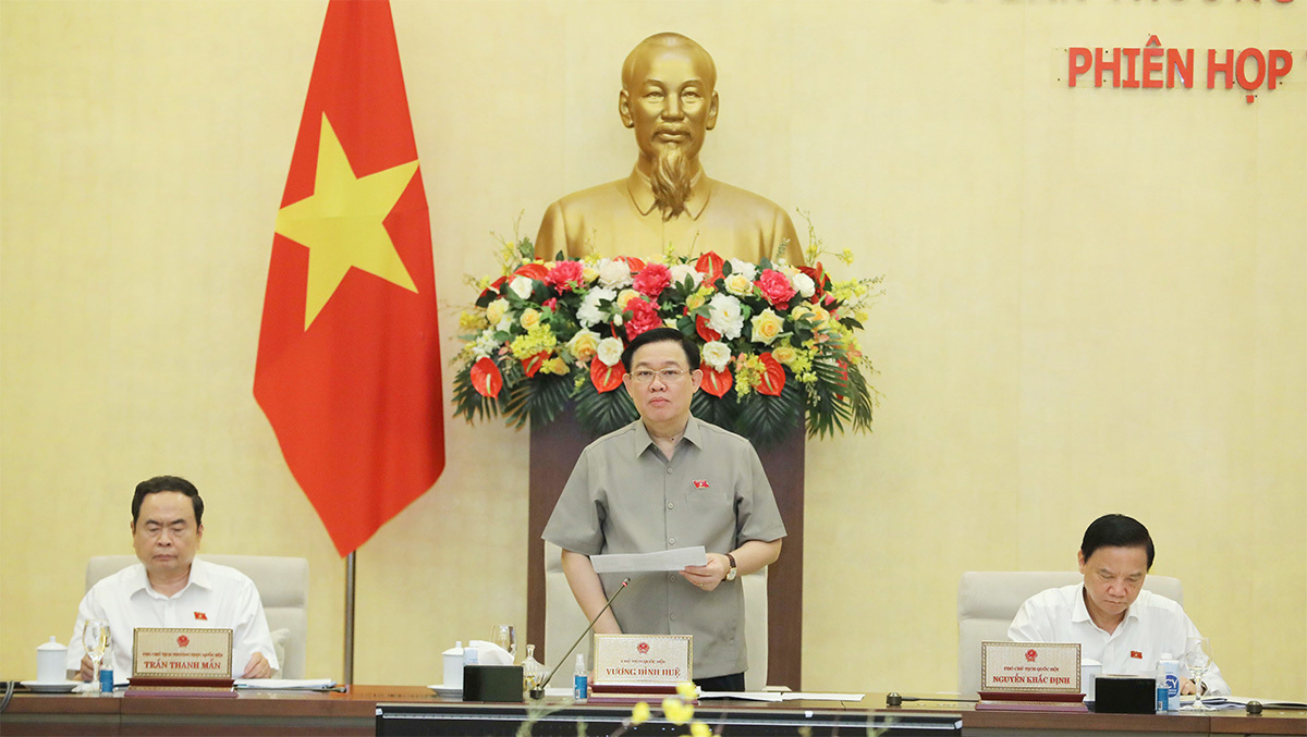 Chủ tịch Quốc hội Vương Đình Huệ phát biểu khai mạc Phiên họp thường kỳ tháng 7 của Ủy ban Thường vụ Quốc hội.