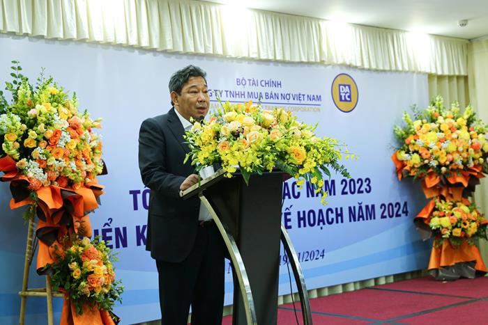 Ông Lê Hoàng Hải - Chủ tịch HĐTV DATC phát biểu tại Hội nghị tổng kết công tác năm 2023 và triển khai kế hoạch năm 2024 của DATC