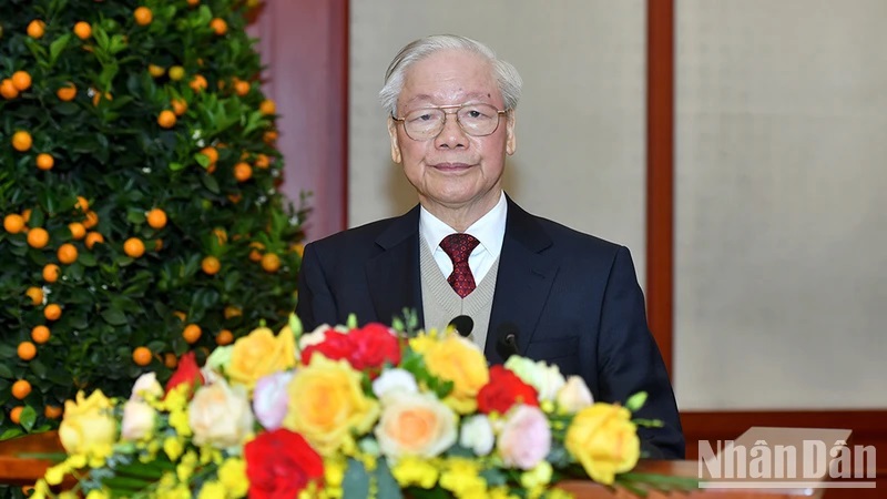 Tổng Bí thư Nguyễn Phú Trọng phát biểu tại buổi gặp mặt.