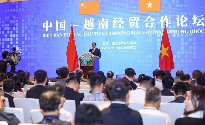 Diễn đàn hợp tác đầu tư và thương mại Việt Nam-Trung Quốc ngày 28/6/2023 tại Bắc Kinh, Trung Quốc. Ảnh: Baochinhphu.vn