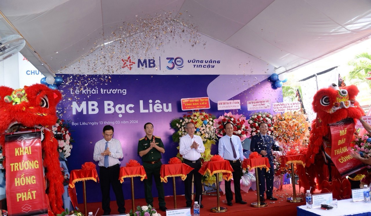 MB khai trương chi nhánh mới tại số 370-372 đường Trần Phú, phường 7, TP. Bạc Liêu, tỉnh Bạc Liêu. 