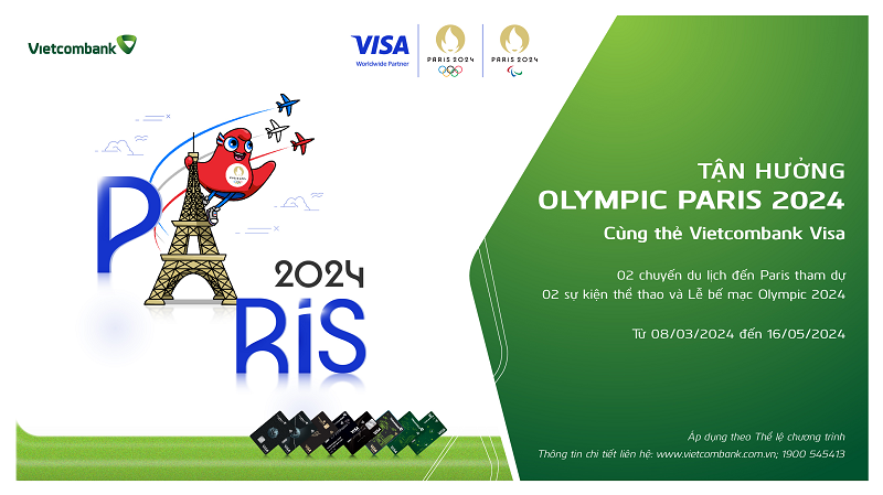  Hòa cùng không khí sôi động của sự kiện thể thao lớn nhất hành tinh, Vietcombank tổ chức chương trình khuyến mại “Tận hưởng Olympic Paris 2024 cùng Vietcombank Visa”