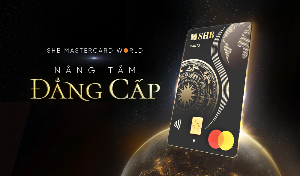 Thẻ SHB Mastercard World được thiết kế với 2 màu đen vàng sang trọng, tinh tế. 