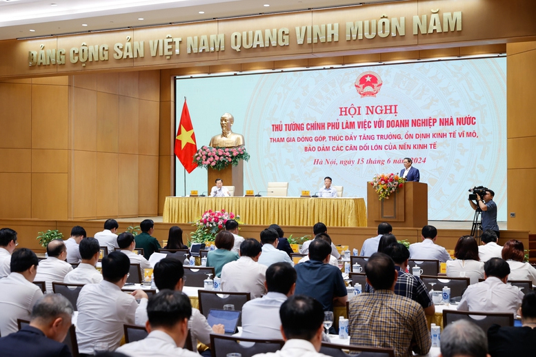 Thủ tướng Chính phủ khẳng định Đảng, Nhà nước luôn quan tâm, chú trọng phát triển khu vực DNNN. Ảnh: VGP/Nhật Bắc