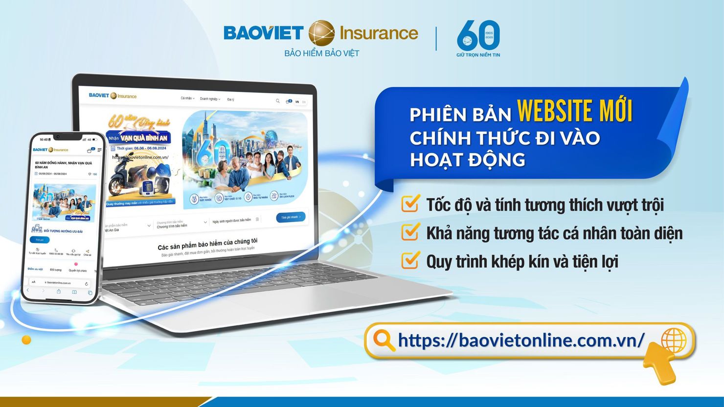 Bảo hiểm Bảo Việt đã chính thức ra mắt giao diện website mới.