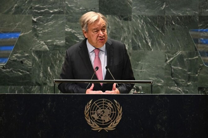 Tổng Thư ký Liên Hợp Quốc Antonio Guterres phát biểu tại Hội nghị thượng đỉnh Tương lai ngày 22/9. Ảnh: AFP