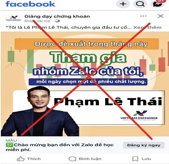 Các đối tượng mạo danh VNX trên Facebook nhằm lừa đảo, chiếm đoạt tiền của nhà đầu tư.