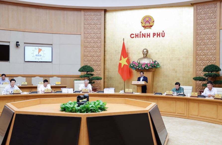 Phiên họp của Chính phủ về việc sắp xếp, tổ chức lại đơn vị hành chính các cấp. Ảnh: VGP