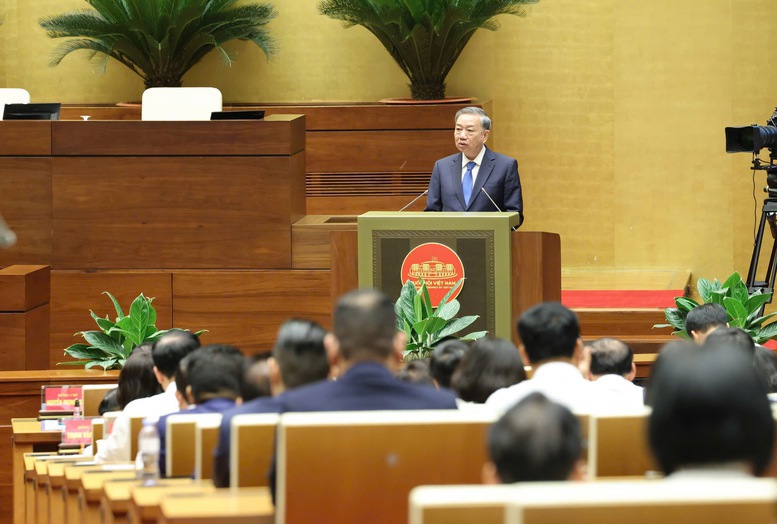 Tổng Bí thư Tô Lâm phát biểu tại Hội nghị Toàn quốc quán triệt và triển khai thực hiện Nghị quyết số 66-NQ/TW và Nghị quyết số 68-NQ/TW của Bộ Chính trị. Ảnh: VGP/Nhật Bắc