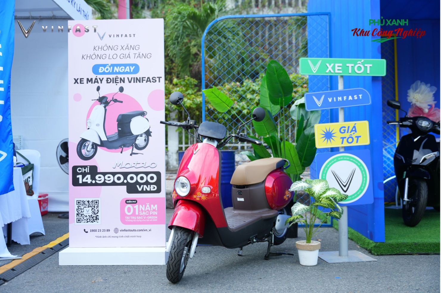VinFast đang áp dụng chính sách miễn phí sạc pin xe máy điện tại trạm sạc của V-Green. Ảnh: VFS