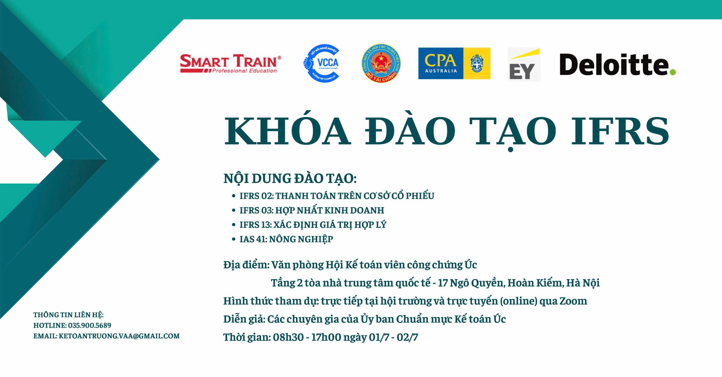 Khóa đào tạo IFRS chuyên sâu kéo dài 2 ngày, từ 1/7 - 2/7/2025, tại Hà Nội.
