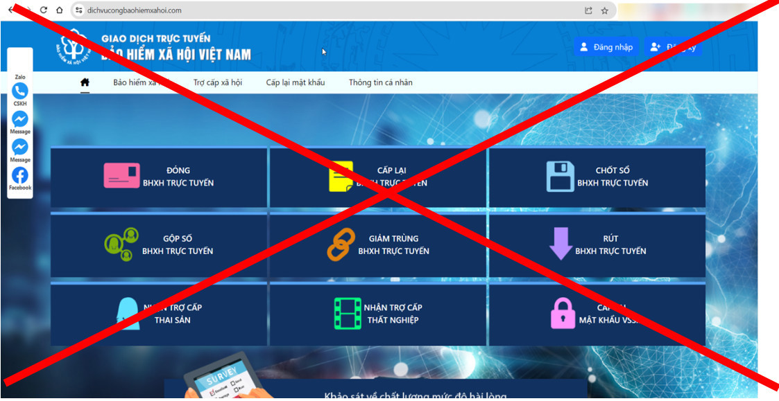 Người dân tuyệt đối không truy cập vào trang website, đường link lạ. Ảnh: BHXH Việt Nam cung cấp