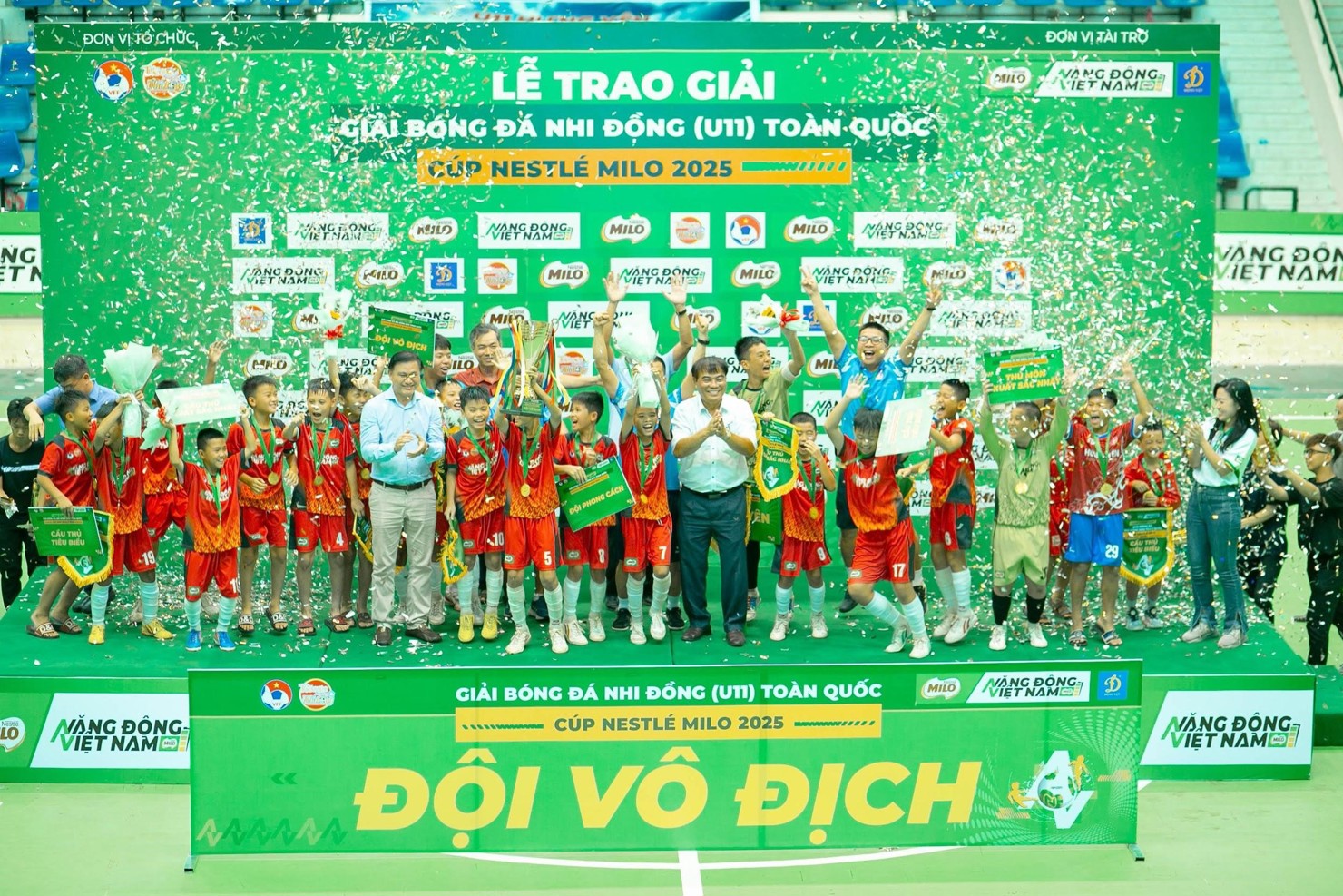 U11 Hưng Yên lần đầu vô địch Giải Bóng đá Nhi đồng Toàn quốc – Cúp Nestlé MILO 2025 sau trận chung kết đầy kịch tính.