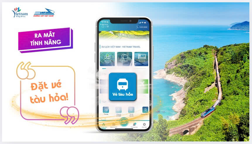 Du khách đã có thể mua vé tàu hỏa trên ứng dụng Du lịch Việt Nam - Vietnam Travel.