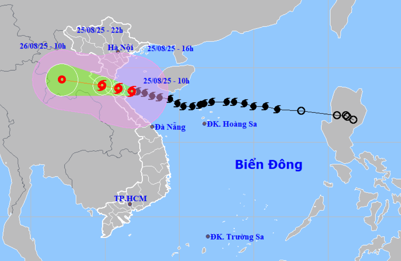 Vị trí và dự báo hướng di chuyển của cơn bão - Ảnh: TTKTTV Quốc gia