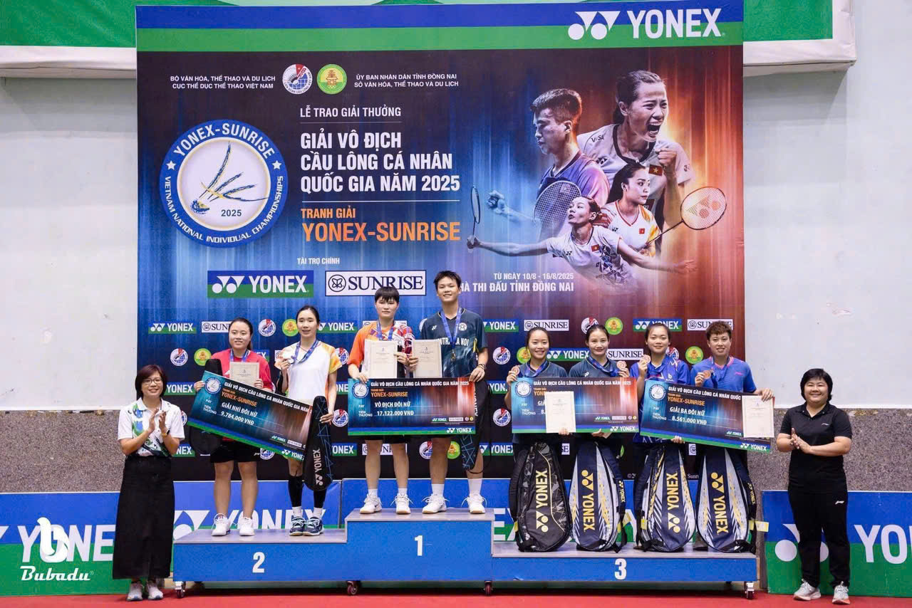 Đôi nữ Vũ Thị Chinh, Bùi Bích Phương giành Huy chương Vàng tại Giải vô địch Cầu lông cá nhân quốc gia năm 2025