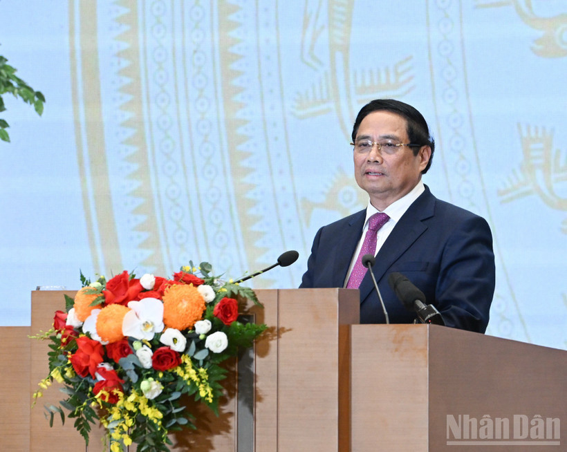 Thủ tướng Chính phủ Phạm Minh Chính phát biểu ý kiến tại hội nghị. (Ảnh: Trần Hải)