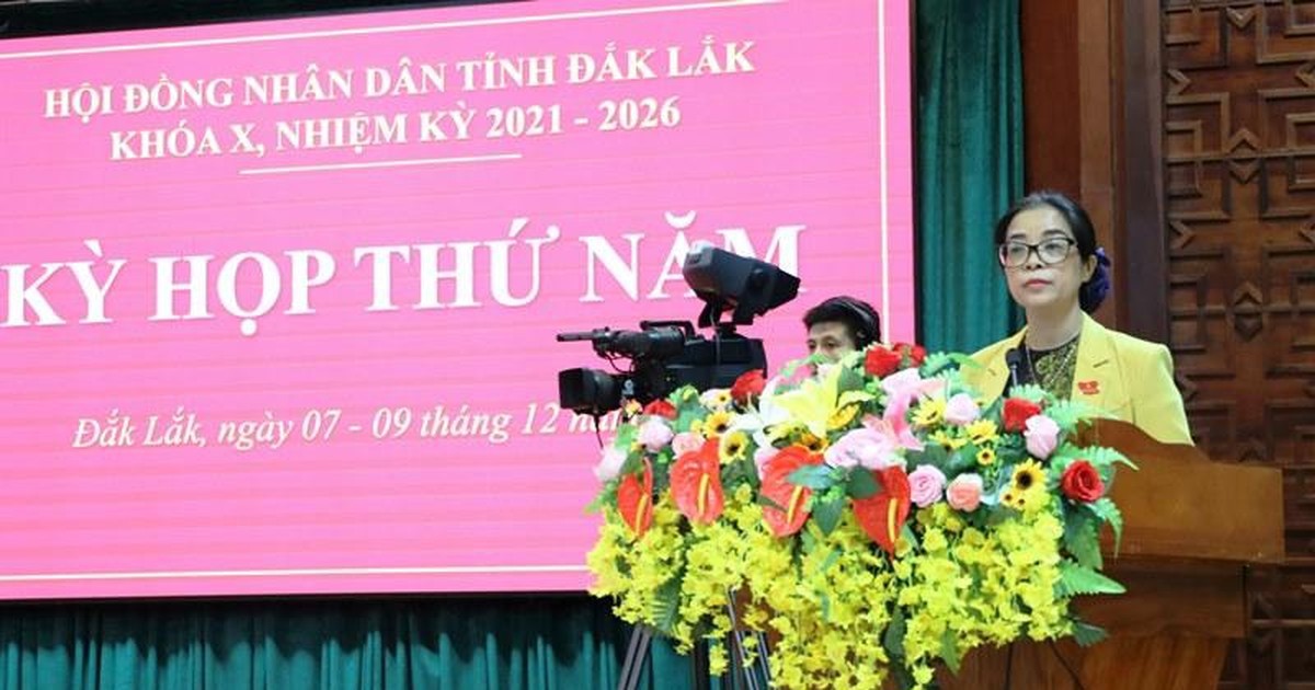 Chủ tịch Hội đồng nhân dân tỉnh Đắk Lắk Huỳnh Thị Chiến Hòa phát biểu khai mạc kỳ họp.