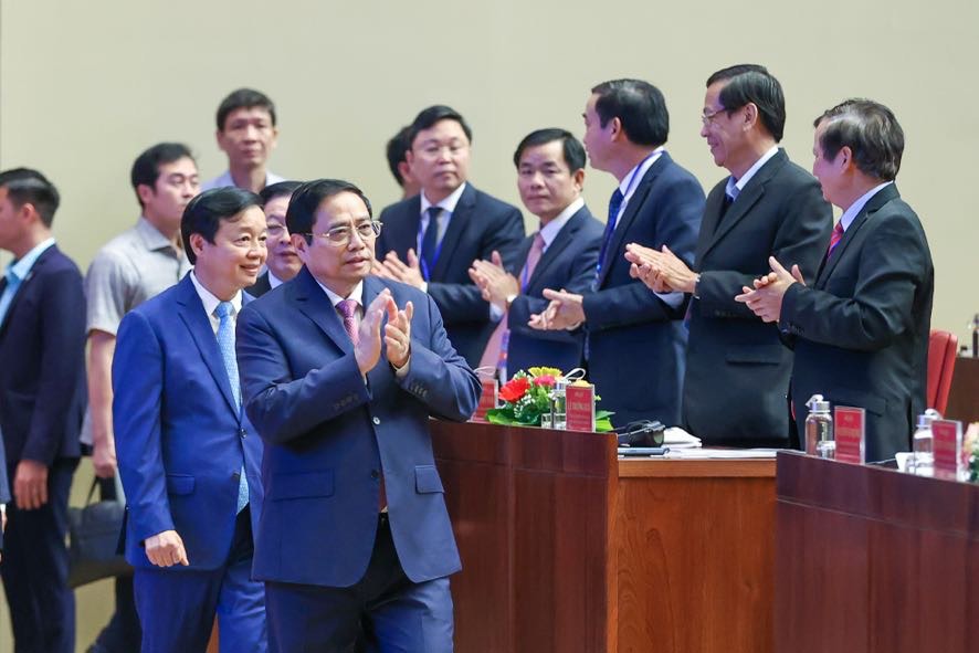Thủ tướng Phạm Minh Ch&iacute;nh v&agrave; c&aacute;c đại biểu đến dự Hội nghị - Ảnh: VGP/Nhật Bắc