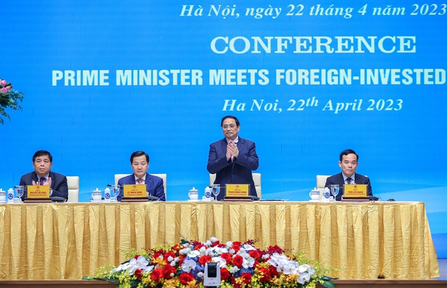 Thủ tướng Phạm Minh Ch&iacute;nh tại Hội nghị gặp mặt c&aacute;c nh&agrave; đầu tư nước ngo&agrave;i - Ảnh: VGP/Nhật Bắc