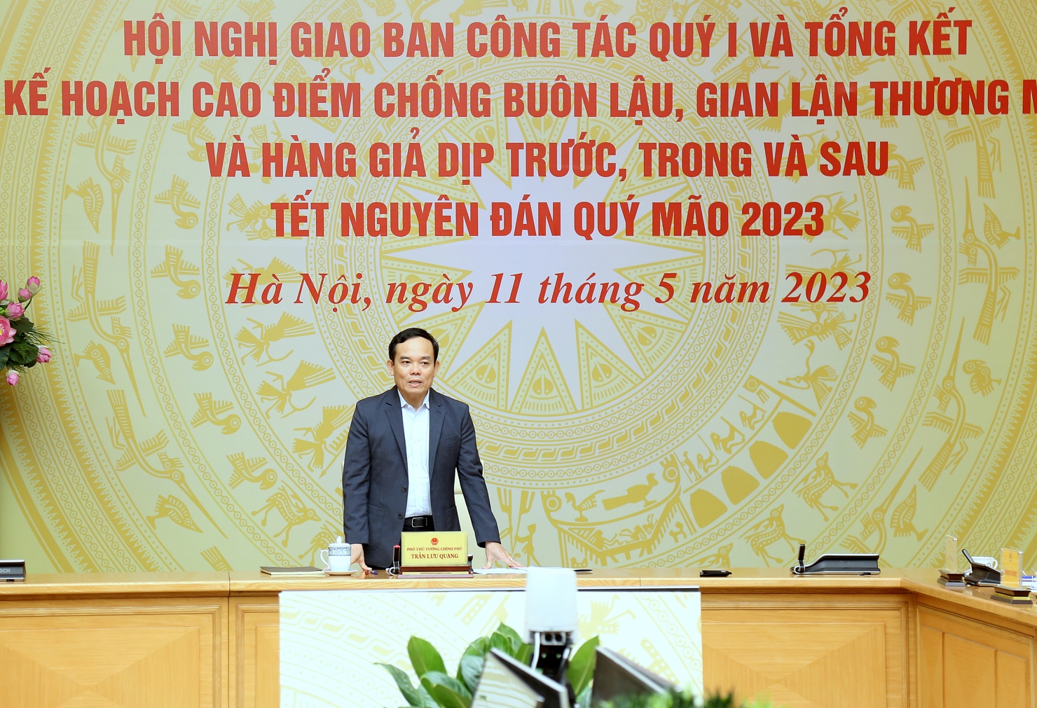 Ph&oacute; Thủ tướng Trần Lưu Quang ph&aacute;t biểu chỉ đạo.
