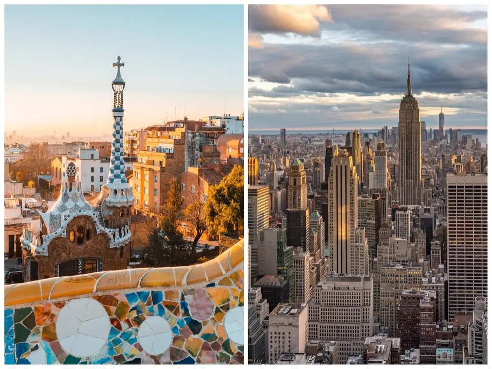 Barcelona v&agrave; New York City. Ảnh Oleg Senkov/Shutterstock; Francesco Riccardo Iacomino/Getty Images