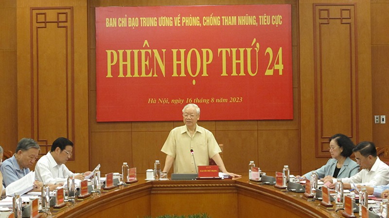 Tổng Bí thư Nguyễn Phú Trọng, Trưởng Ban Chỉ đạo phát biểu tại phiên họp.