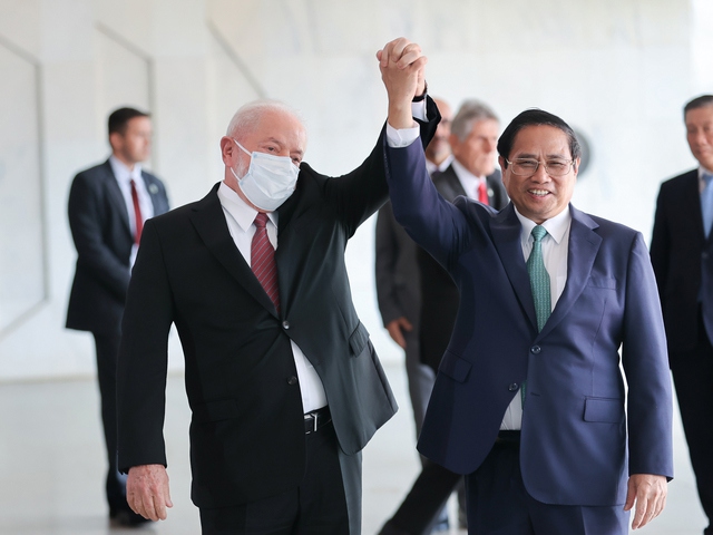 Tổng thống Brazil Luiz Inacio Lula da Silva v&agrave; Thủ tướng Phạm Minh Ch&iacute;nh - Ảnh: VGP/Nhật Bắc