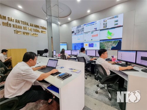 Trung tâm Giám sát an toàn, an ninh mạng và Điều hành Đô thị thông minh tỉnh Ninh Thuận. Ảnh: Anh Tuấn