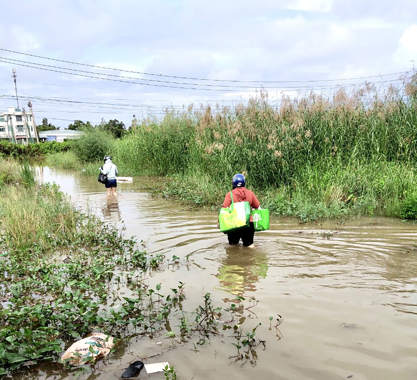 Tình cảnh của người dân sinh sống ở Khu dân cư Thiên Long (Phường 5, TP. Bạc Liêu) khi vào mùa mưa. Ảnh: Kim Trung