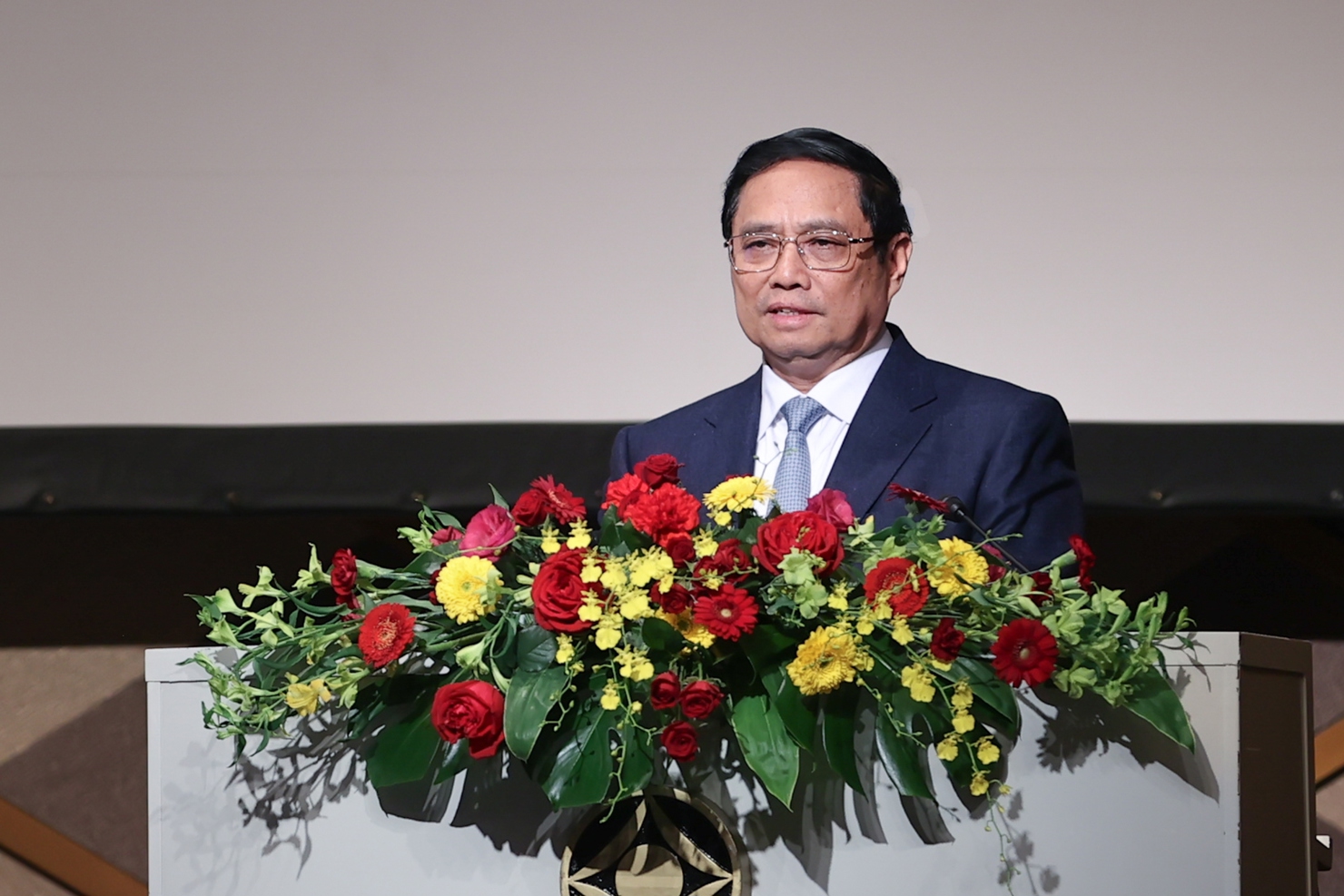 Thủ tướng chia sẻ về c&aacute;c yếu tố nền tảng th&uacute;c đẩy ph&aacute;t triển của Việt Nam - Ảnh: VGP/Nhật Bắc