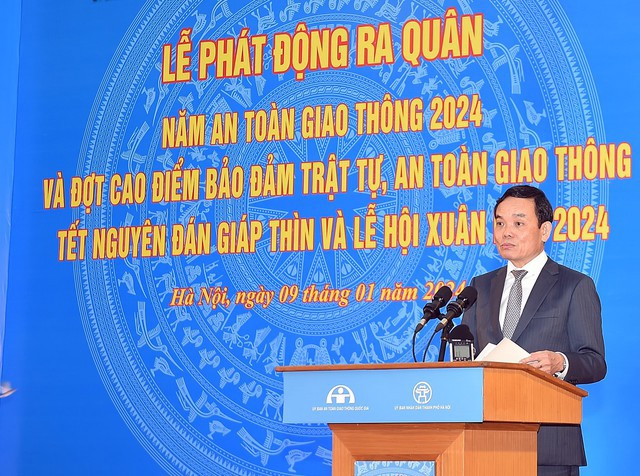 Ph&oacute; Thủ tướng Ch&iacute;nh phủ, Chủ tịch Ủy ban ATGT Quốc gia Trần Lưu Quang ph&aacute;t biểu tại Lễ ra qu&acirc;n - Ảnh: VGP/Hải Minh