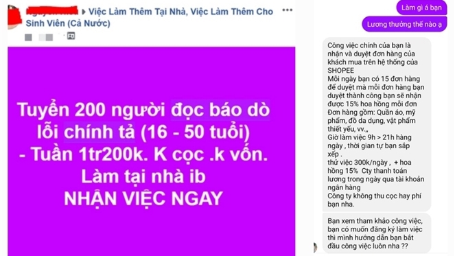 Cuối năm các thông tin tuyển dụng lao động việc nhẹ, lương cao xuất hiện dày đặc trên mạng xã hội 