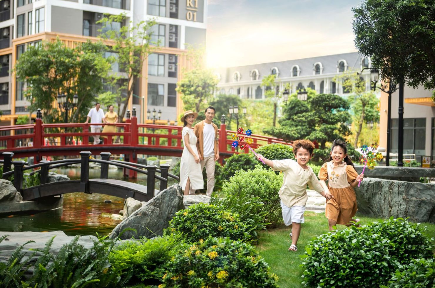 Cuộc sống hạnh ph&uacute;c, ấm &aacute;p, gắn kết t&igrave;nh th&acirc;n trong kh&ocirc;ng gian "chuẩn Nhật" của The Zenpark. Ảnh: VHM