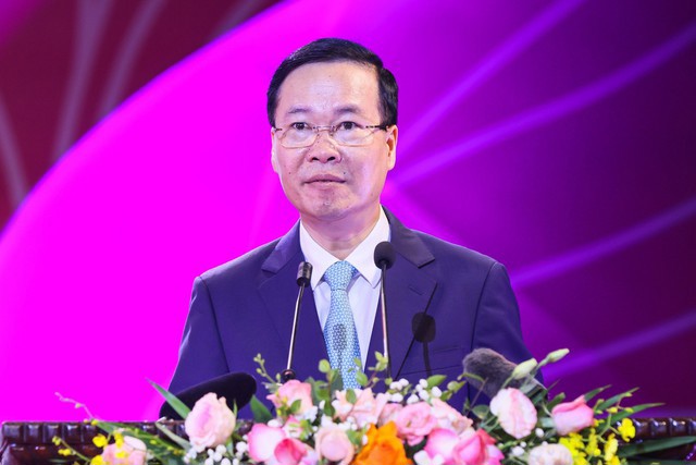 Chủ tịch nước V&otilde; Văn Thưởng ph&aacute;t biểu tại buổi lễ - Ảnh: VGP/Quang Vinh