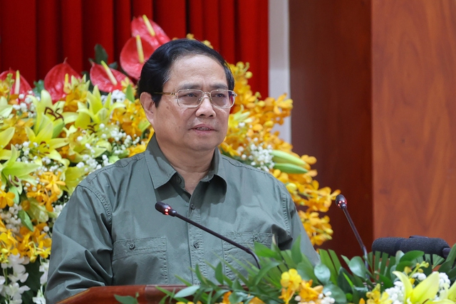 Thủ tướng Ch&iacute;nh phủ Phạm Minh Ch&iacute;nh ph&aacute;t biểu tại buổi l&agrave;m vi&ecirc;c.&nbsp;