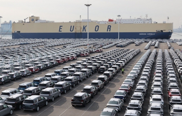 Kim ngạch xuất khẩu ô tô Hàn Quốc giảm xuống mức thấp nhất kể từ tháng 1/2023. Ảnh: Lee Chung-woo.