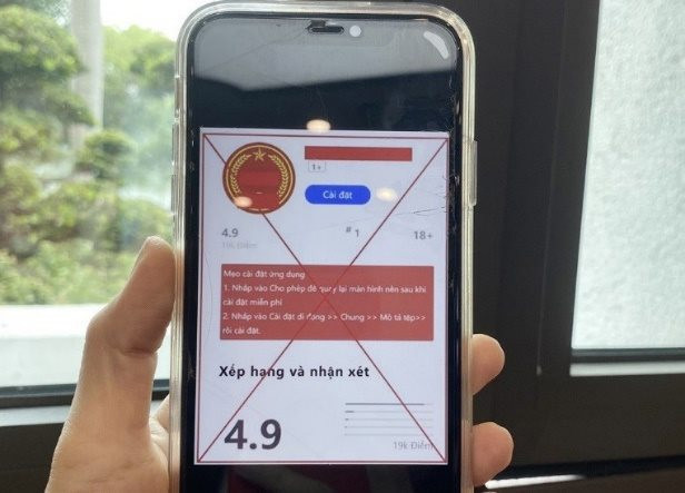 Công an thành phố Hà Nội khuyến cáo người dân cảnh giác với phần mềm giả mạo “Dịch vụ công”. Ảnh: Công an thành phố Hà Nội.