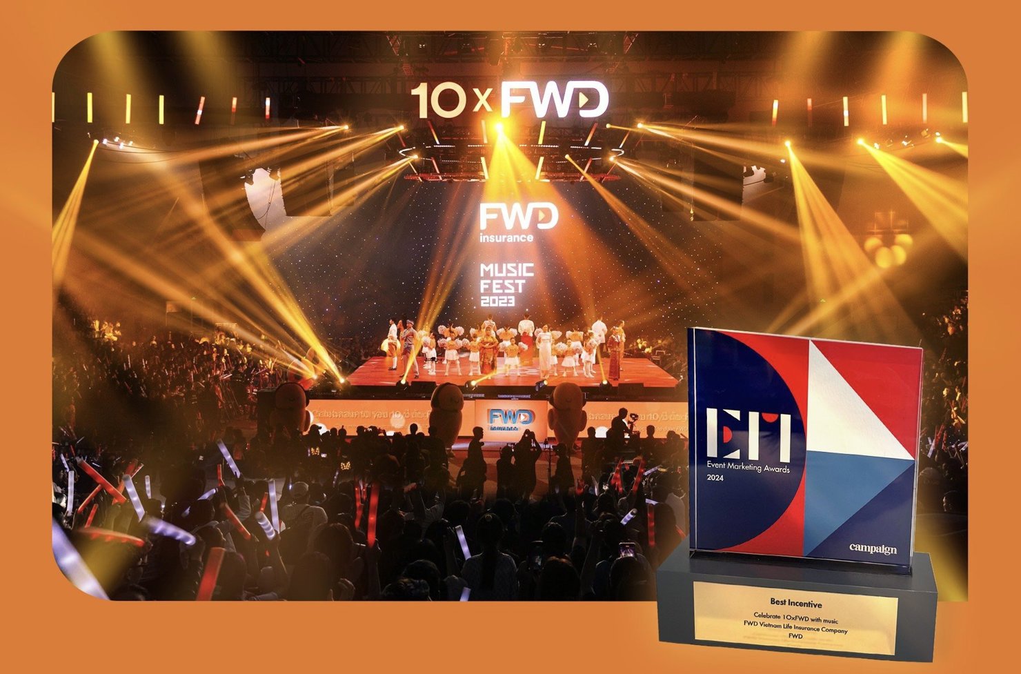 FWD đ&atilde; xuất sắc được vinh danh trong giải thưởng Event-Marketing Awards Ch&acirc;u &Aacute; với hạng mục &ldquo;Best Incentive&rdquo;.