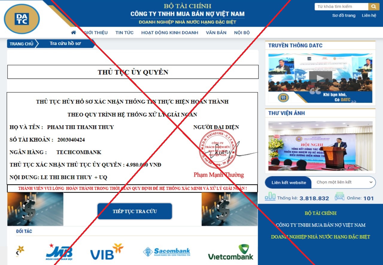 Tiếp tục cảnh báo hành vi mạo danh DATC để lừa đảo - Ảnh 5
