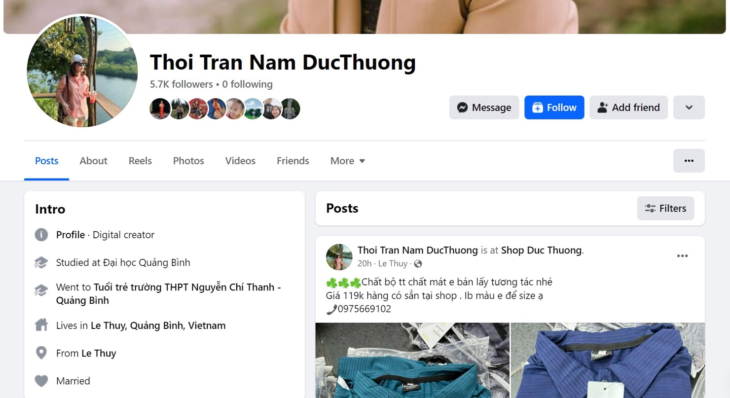 D&ugrave;ng Facebook Thoi Tran Nam DucThuong để b&aacute;n h&agrave;ng giả mạo nh&atilde;n hiệu Adidas&nbsp;&nbsp;