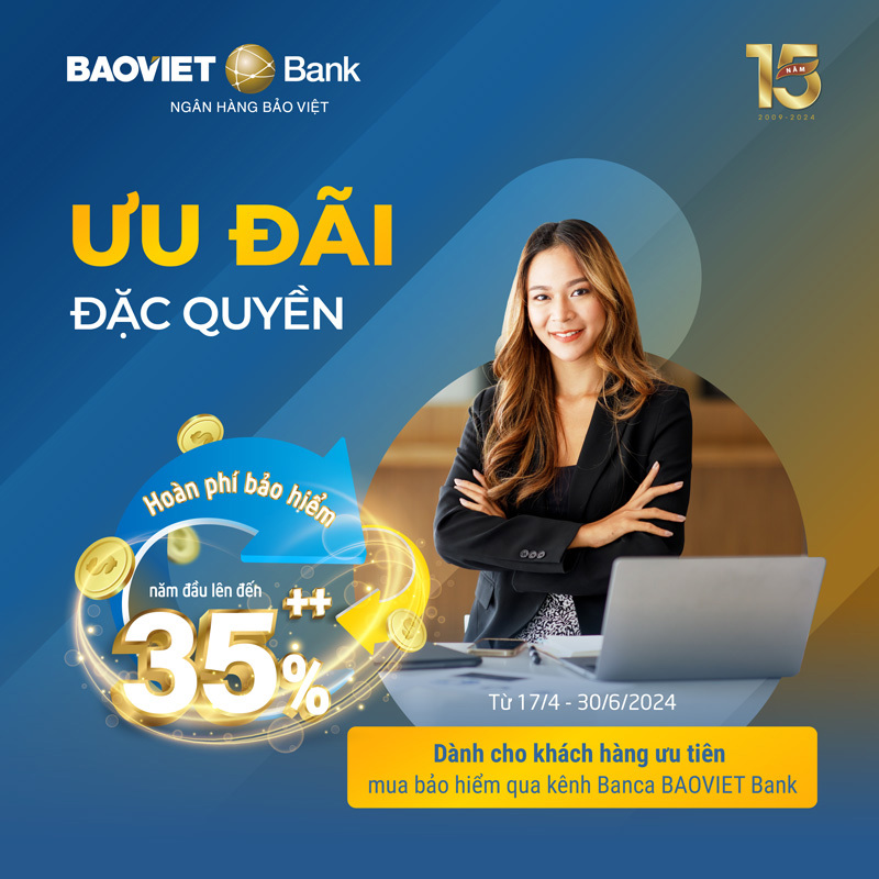 BAOVIET Bank ưu đãi hoàn phí cho khách hàng đến 35%++ khi mua bảo hiểm  - Ảnh 1