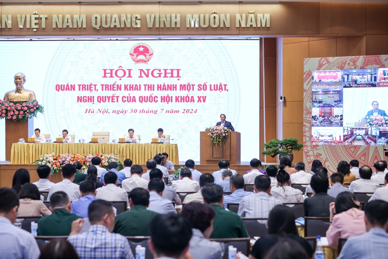 Quang cảnh Hội nghị tại điểm cầu&nbsp;Trụ sở Ch&iacute;nh phủ.