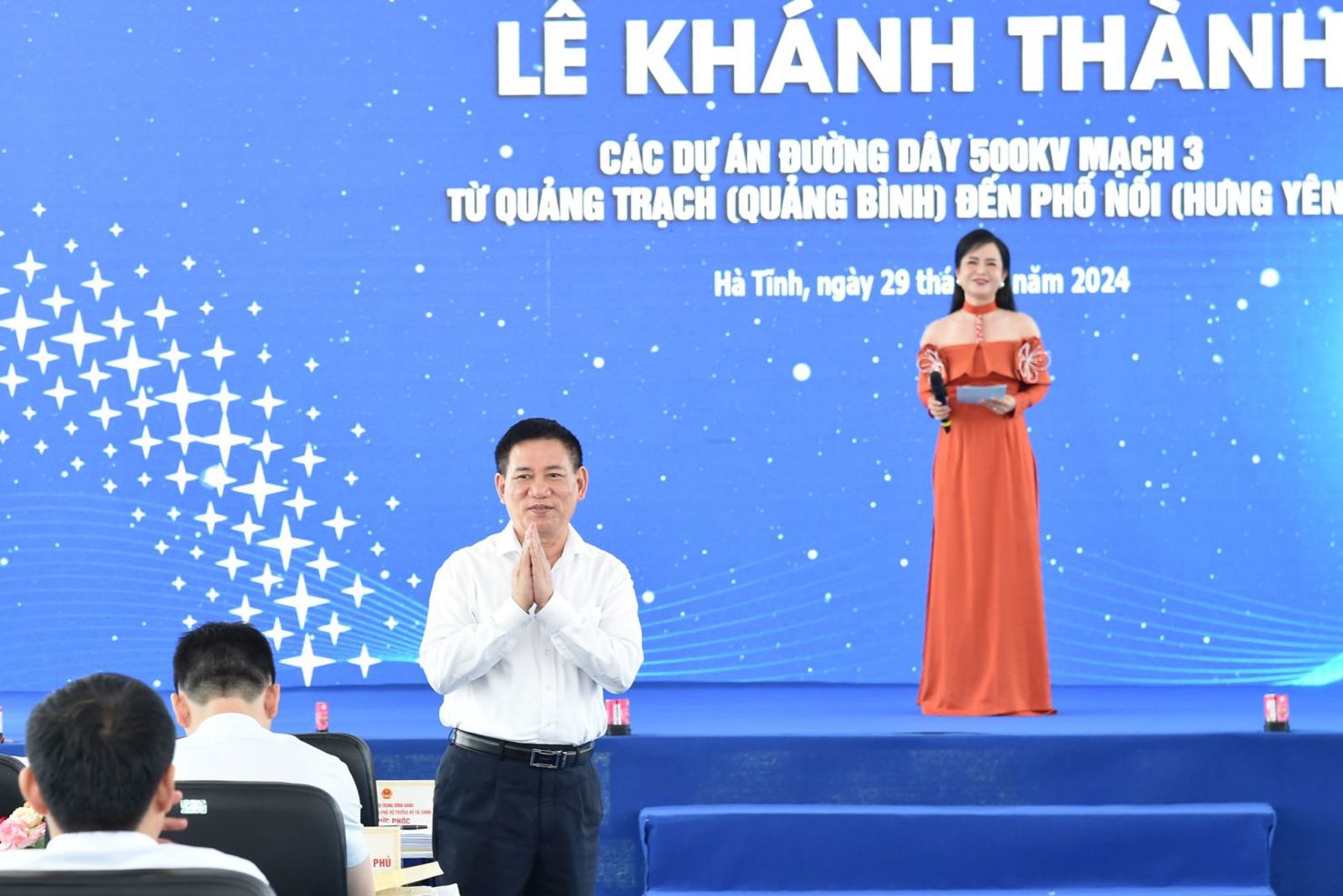 Ph&oacute; Thủ tướng Hồ Đức Phớc tham dự lễ kh&aacute;nh th&agrave;nh tại điểm cầu H&agrave; Tĩnh - Ảnh: VGP/Trần Mạnh