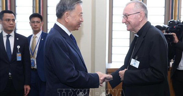 Tổng Bí thư, Chủ tịch nước Tô Lâm gặp Thủ tướng Tòa thánh Vatican, Hồng y Pietro Parolin.