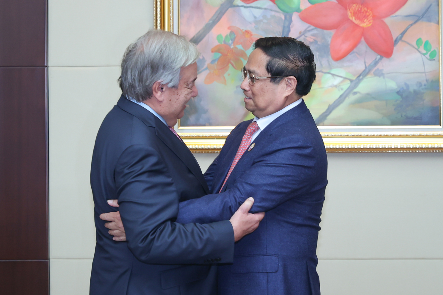 Thủ tướng Phạm Minh Chính gặp Tổng Thư ký Liên Hợp Quốc António Guterres. Ảnh: VGP/Nhật Bắc