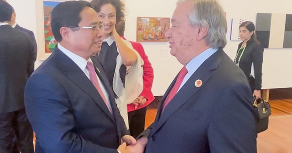 Thủ tướng Chính phủ Phạm Minh Chính gặp Tổng Thư ký Liên Hợp Quốc António Guterres - Ảnh: VGP