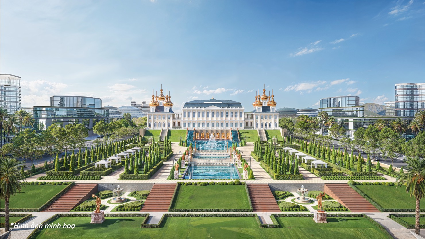 Phối cảnh cung điện m&ugrave;a h&egrave; được lấy cảm hứng từ cung điện Peterhof &ndash; Saint Petersburg - Nga. Ảnh: KN Group